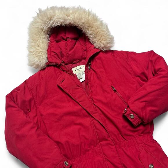 Eddie Bauer Polar Parka 90s Vintage Red Nylon Shell Goose Down Puffer Large - Picture 3 of 7